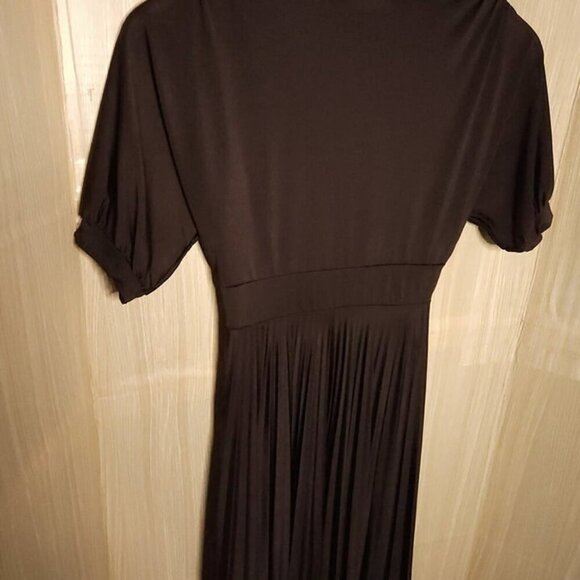 Soprano Womens Brown Short Sleeve Stretchy Fit And Flare Accordion Midi Dress... - Picture 4 of 7